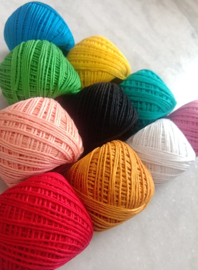 TE Crochet Cotton Thread Yarn for Knitting and Craft Making Combo 35 to 40 m Approximate Thread Yarn (Multicolor), Small - Image 2